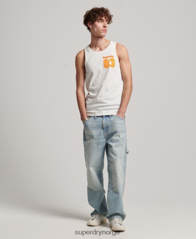 Superdry hvit klær 86P46D1526 vintage terreng klassisk vest topp menn