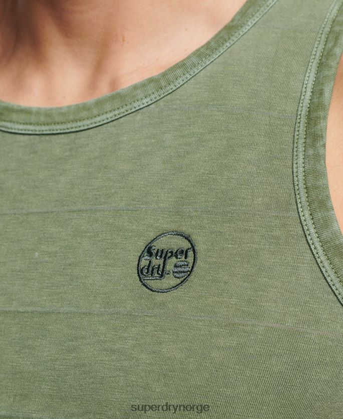 Superdry kaki klær 86P46D44 tank-top med vintage tekstur i økologisk bomull menn