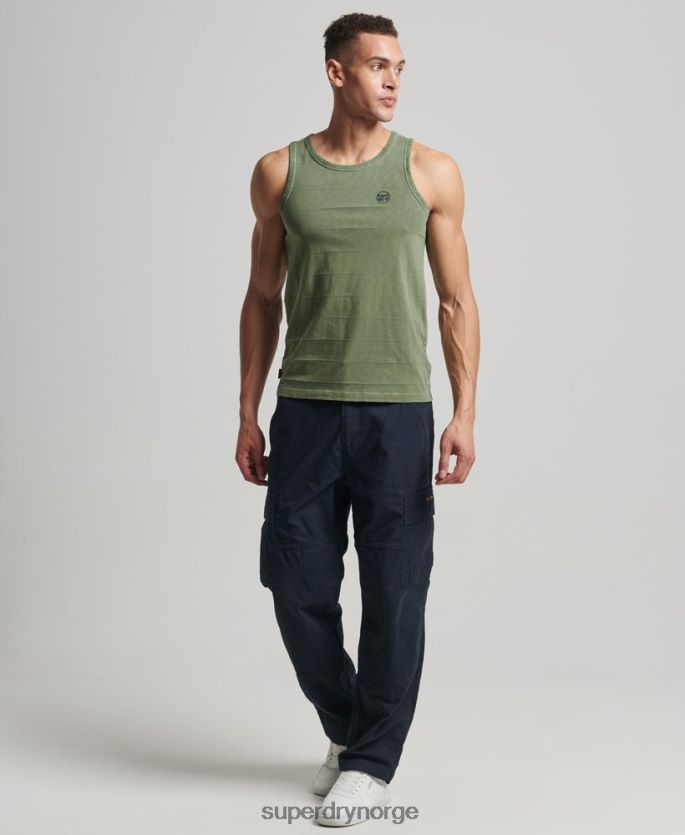Superdry kaki klær 86P46D44 tank-top med vintage tekstur i økologisk bomull menn