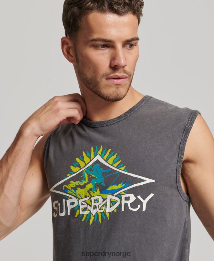 Superdry mørk grå klær 86P46D1450 vintage tribal surfevest topp menn