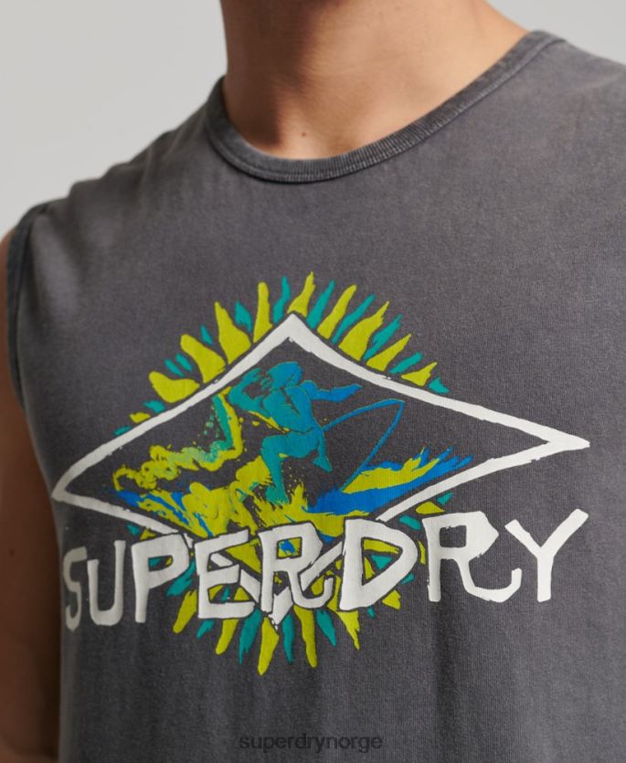 Superdry mørk grå klær 86P46D1450 vintage tribal surfevest topp menn
