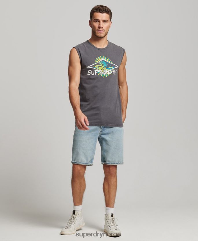 Superdry mørk grå klær 86P46D1450 vintage tribal surfevest topp menn