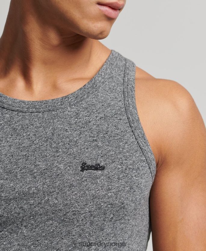 Superdry mørk grå klær 86P46D1502 vintage logovest topp i økologisk bomull menn