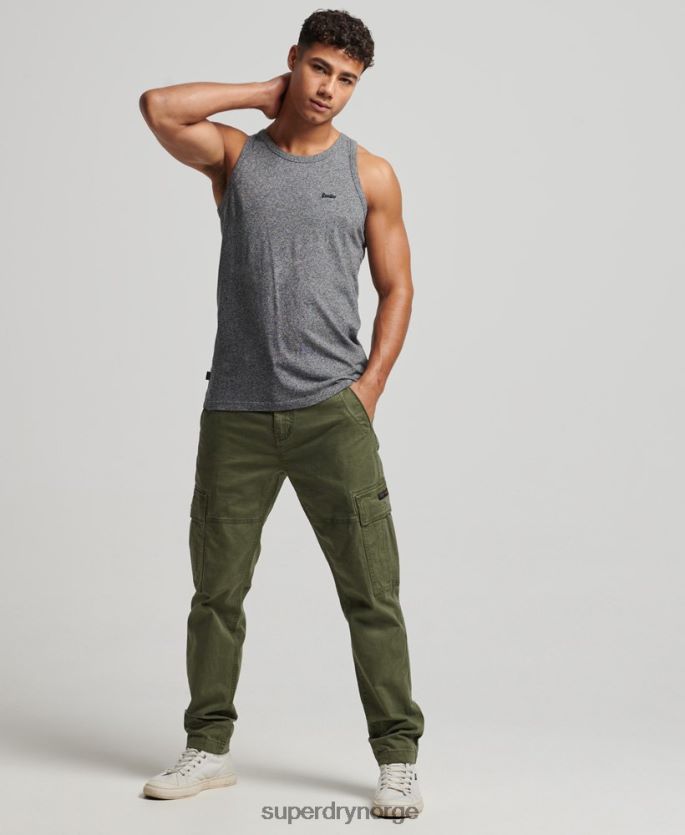 Superdry mørk grå klær 86P46D1502 vintage logovest topp i økologisk bomull menn