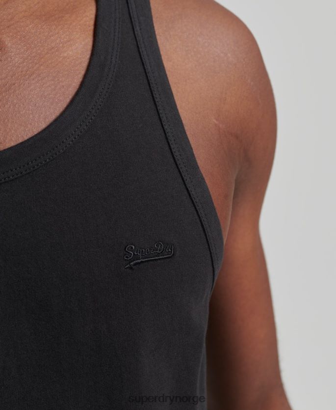 Superdry svart klær 86P46D1500 vintage logovest topp i økologisk bomull menn
