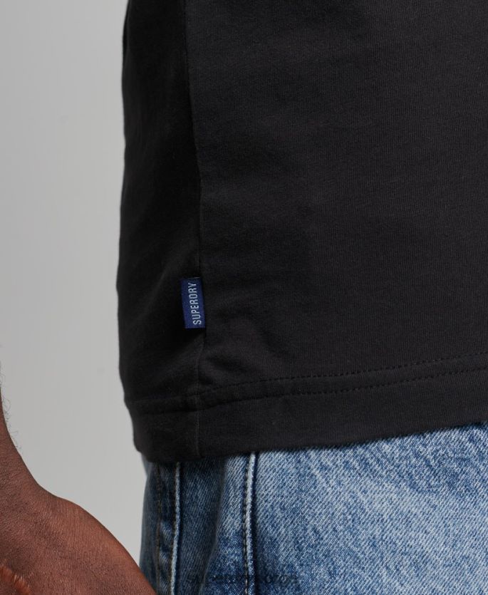 Superdry svart klær 86P46D1500 vintage logovest topp i økologisk bomull menn