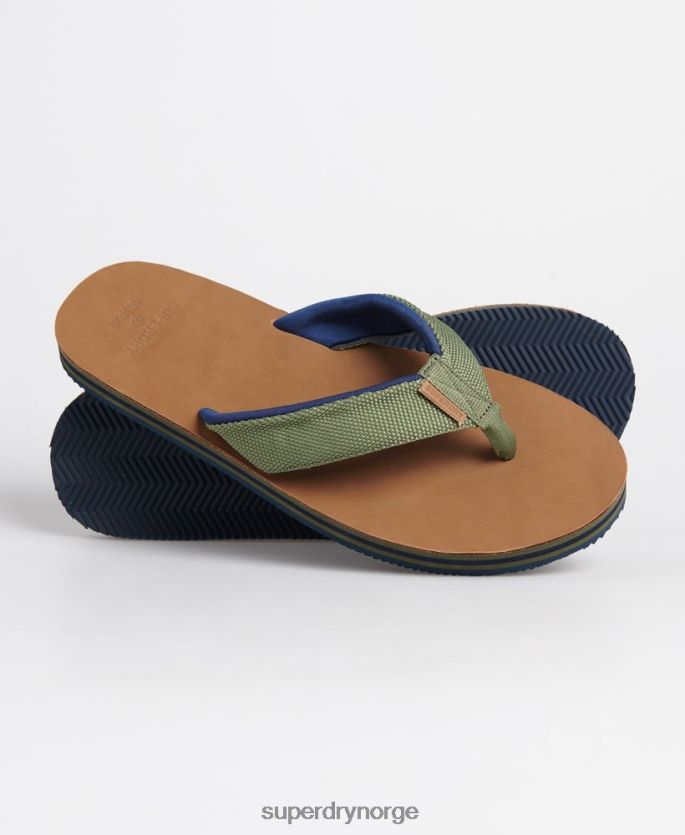 Superdry kaki sko 86P46D6478 flip flops i skinn menn