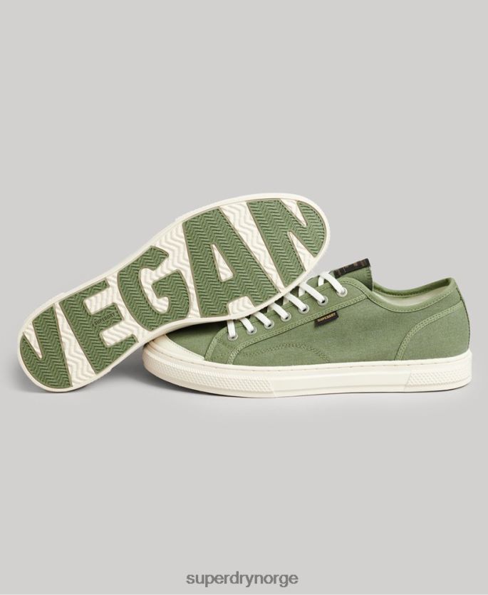 Superdry grønn sko 86P46D1948 veganske lerret lav topp trenere menn
