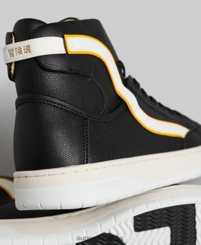 Superdry svart sko 86P46D1910 vintage veganske kurv høye joggesko menn