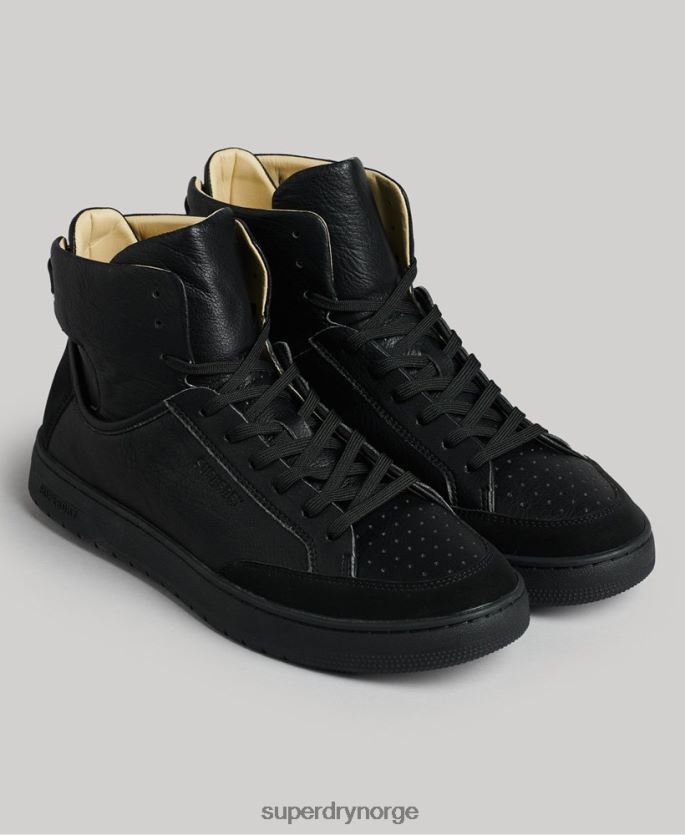 Superdry svart sko 86P46D1914 vintage veganske høysko med kurv menn