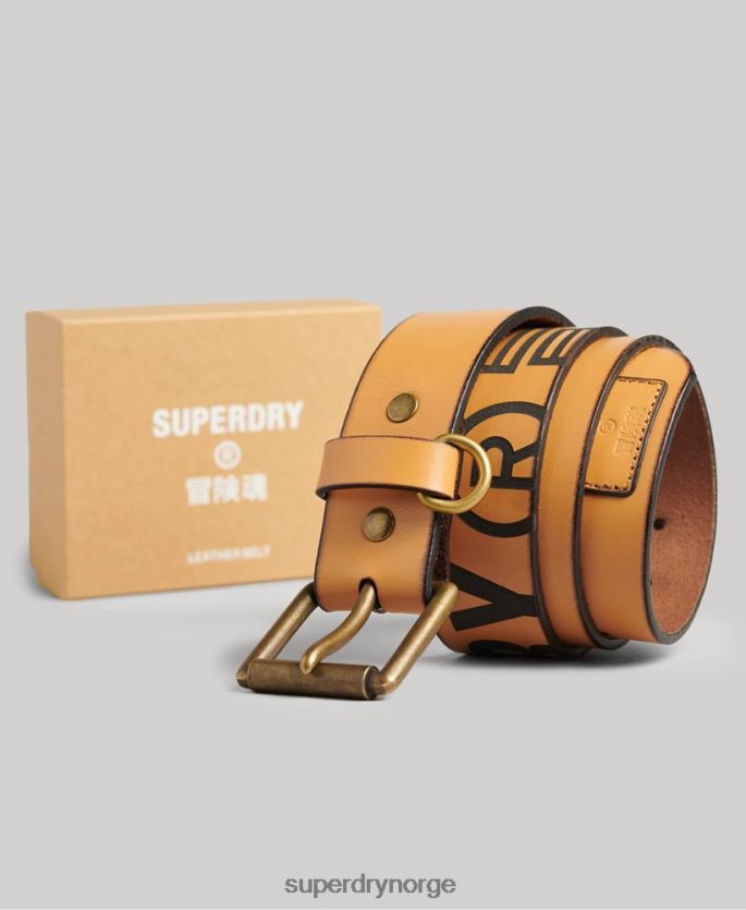 Superdry tan tilbehør 86P46D1650 gaveeske med preget skinnbelte menn