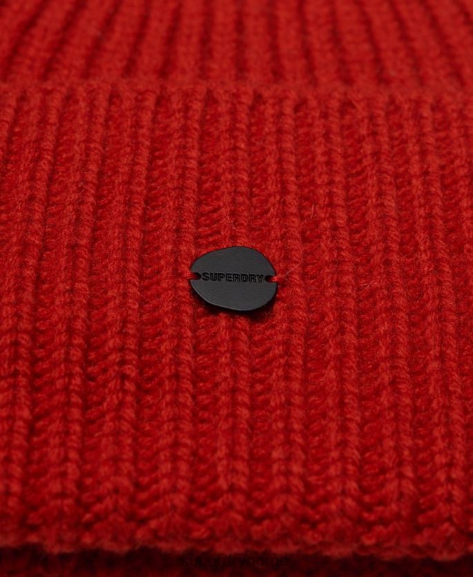 Superdry oransje tilbehør 86P46D1784 studios premium ribbet lue menn