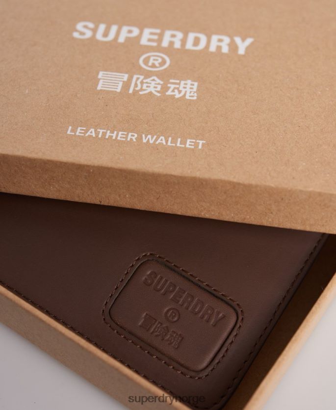 Superdry brun tilbehør 86P46D1851 nyc bifold skinn lommebok menn