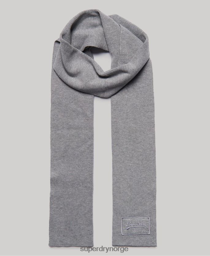Superdry lysegrå tilbehør 86P46D6412 klassisk vintage skjerf med logo menn