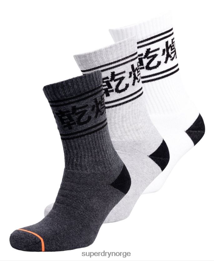 Superdry mørk grå tilbehør 86P46D1882 organisk bomull trofé mannskapssokk trippelpakke menn