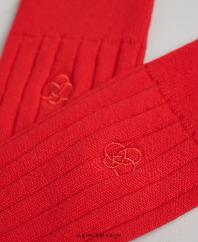 Superdry rød tilbehør 86P46D1782 ribbesokker i økologisk bomull menn
